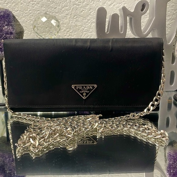 Prada Handbags - 🖤🔥 EUC  PRADA MILANO TESSUTO NYLON BIFOLD WALLET, vintage with chain